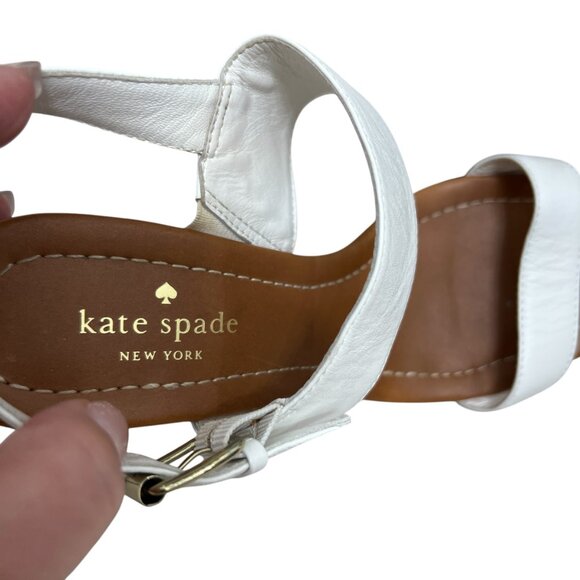 Kate Spade Bina white leather straps women's wedge sandals size 9 - Picture 7 of 12